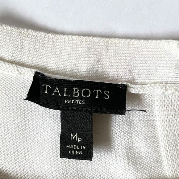 Talbots Sweater Womens Medium Petite Mulitcolor Pointelle Knit 3/4 Sleeves - Picture 5 of 13